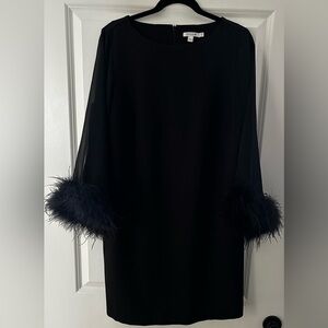 “LBD” with feather cuff detail, size 14.  LIKE NEW, only worn 1x